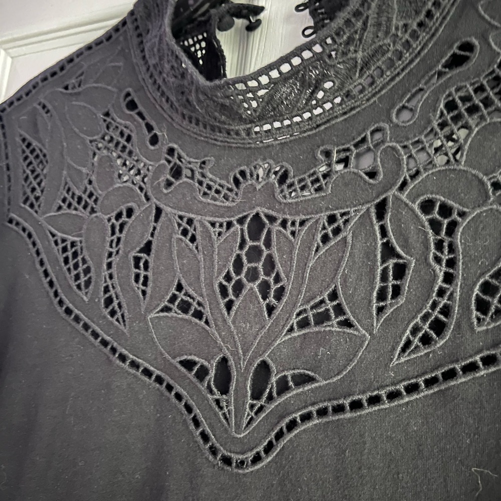 Maje Black Top With Lace Detail New W Tag Maje Size 3 🖤 - Picture 3 of 9